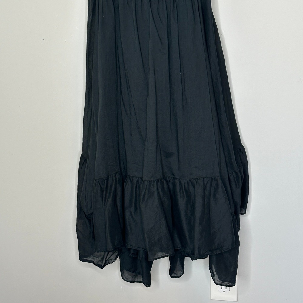 J. Crew Re-Imagined‎ Bow Front Black Cotton Beach Midi Dress Summer Medium - Picture 8 of 13